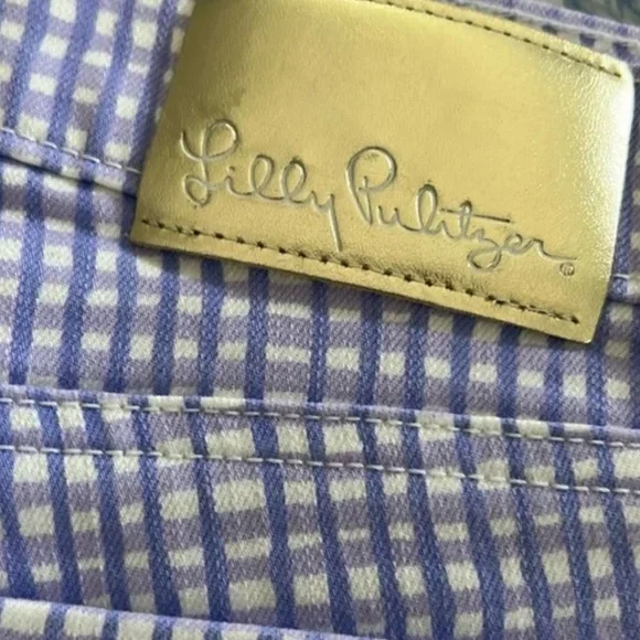 EUC Lilly Pulitzer South Ocean High Rise Gingham Verbena Lavender Pants Size 12 - Picture 4 of 4